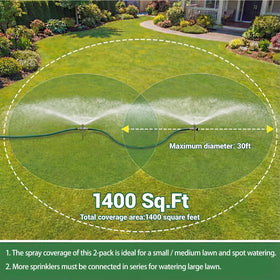 XRBZYQA two-pack sprinkler setup suitable for small to medium lawns.