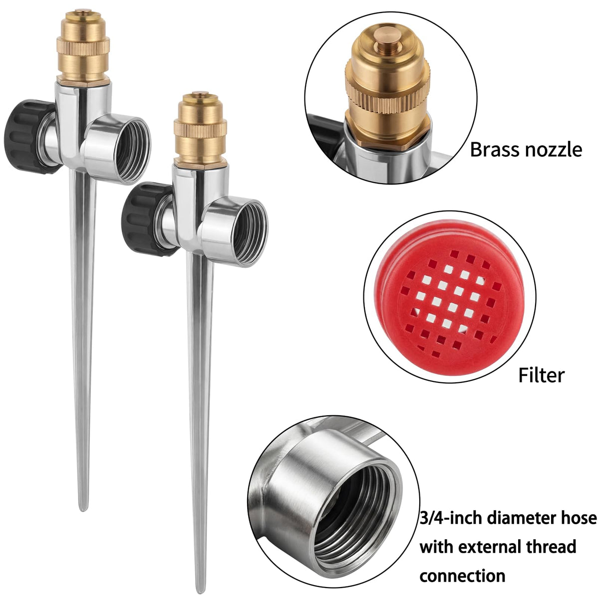 XRBZYQA sprinkler easy to insert into soil for quick watering.