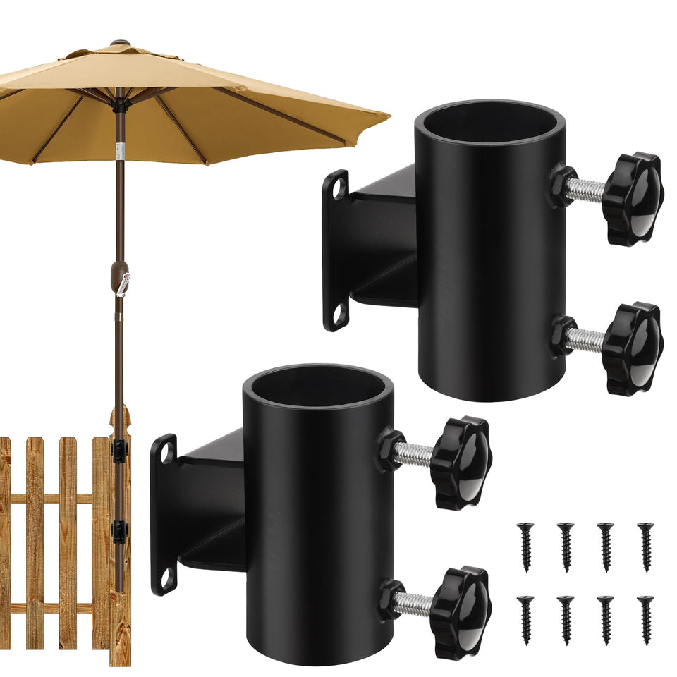 XRDS-RF patio umbrella holder mounts to deck or fence for stable shade