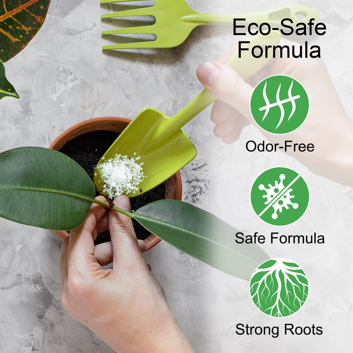 XSEINO eco-friendly soil crystals enhance structure and drainage in garden soil.