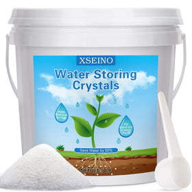 XSEINO water crystals bag closeup showing texture for efficient soil hydration