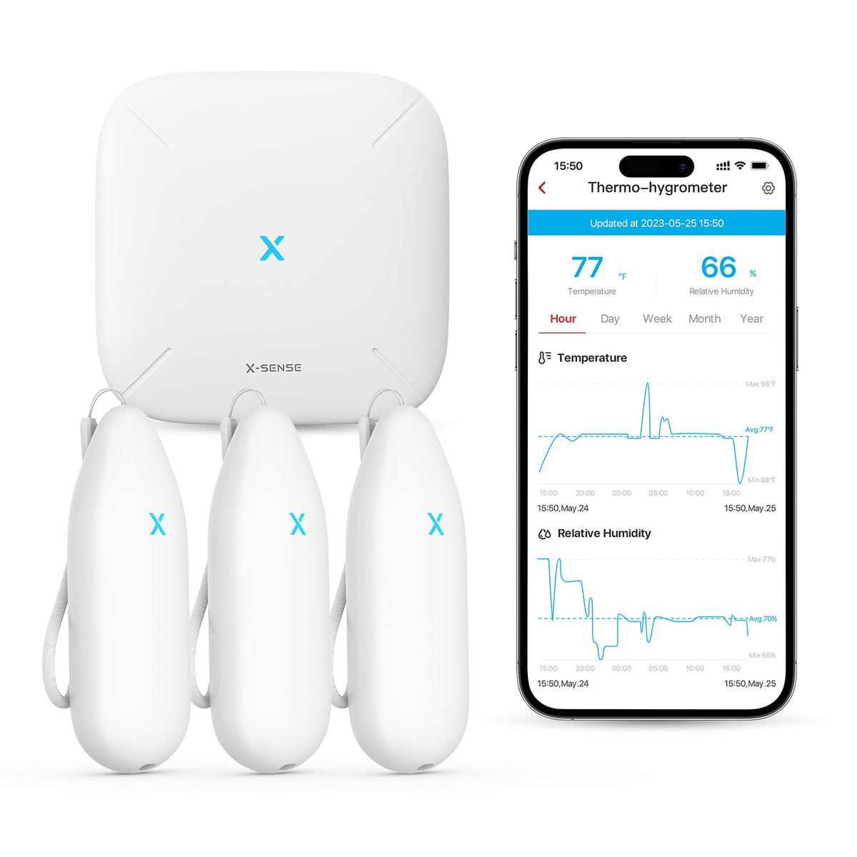 X-Sense indoor thermometer with base station for real-time room temperature monitoring.