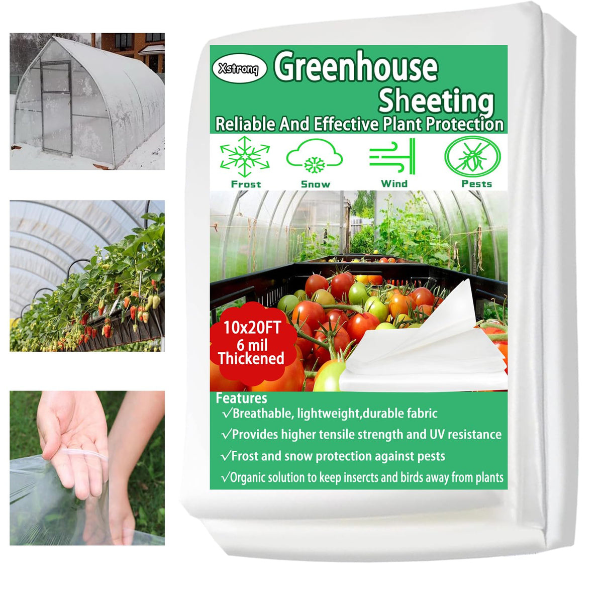 Xstronq 10x20 greenhouse film in clear plastic for even light distribution in plant beds