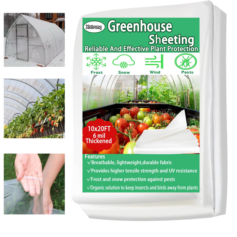 Xstronq 10x20 greenhouse film in clear plastic for even light distribution in plant beds