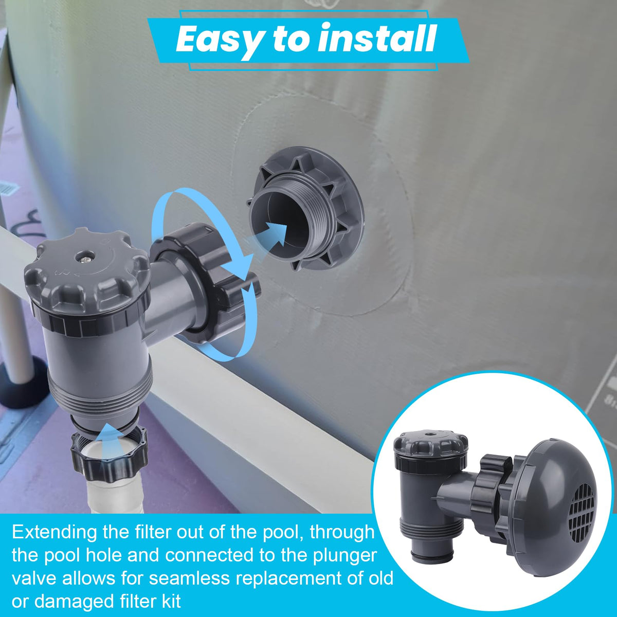 XT valve with 1-1/2 inch hose connections secures the pump flow.