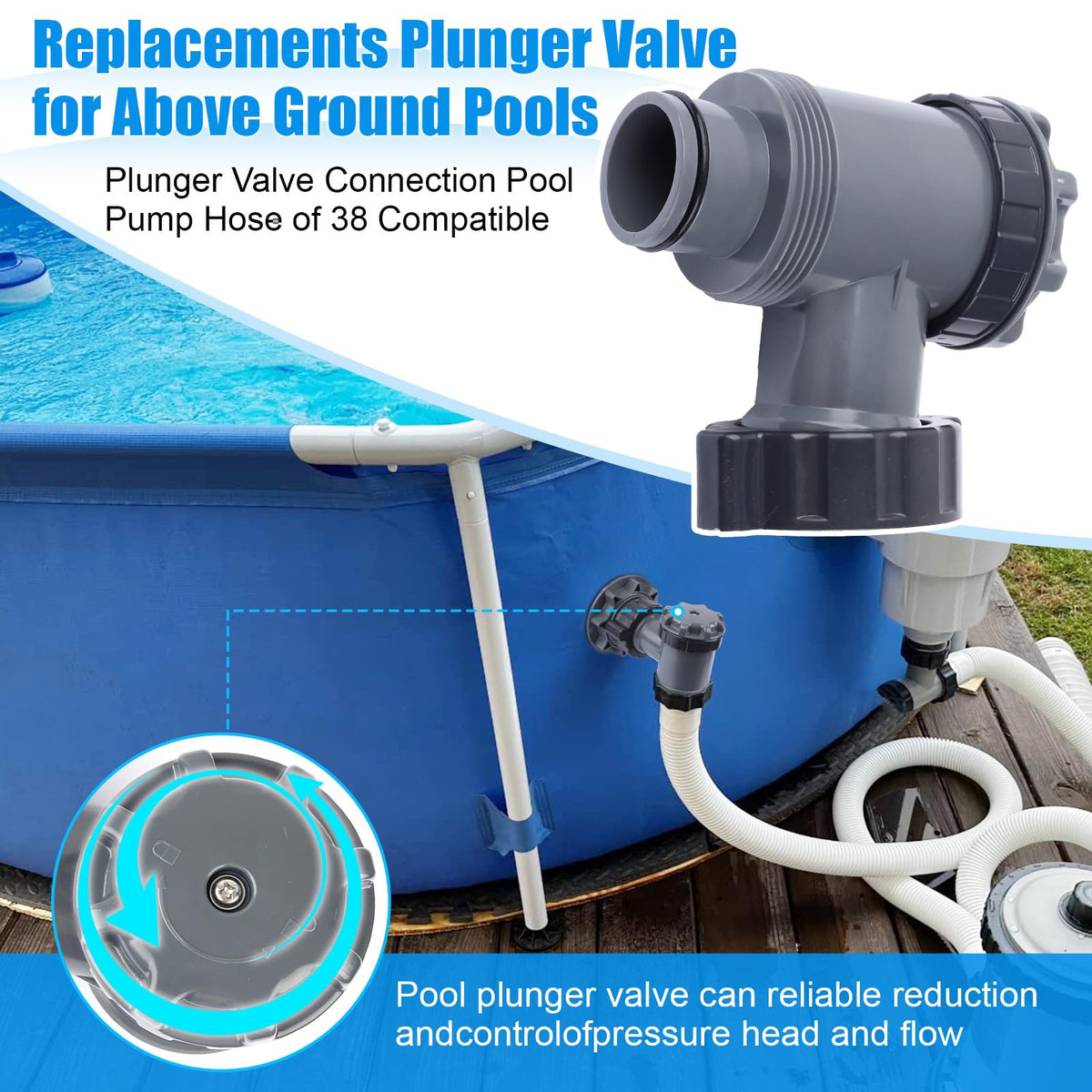 XT replacement plunger valve installed on above-ground pool system