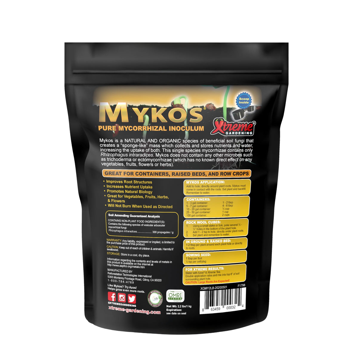 Xtreme Gardening Mykos powder being applied to soil supports healthier roots and nutrient uptake.