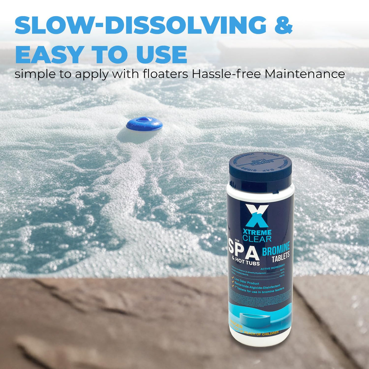 Xtremeclear bromine tablets slow-dissolving for steady sanitization