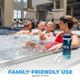 Xtremeclear bromine tablets slowly dissolve for long-lasting water protection.