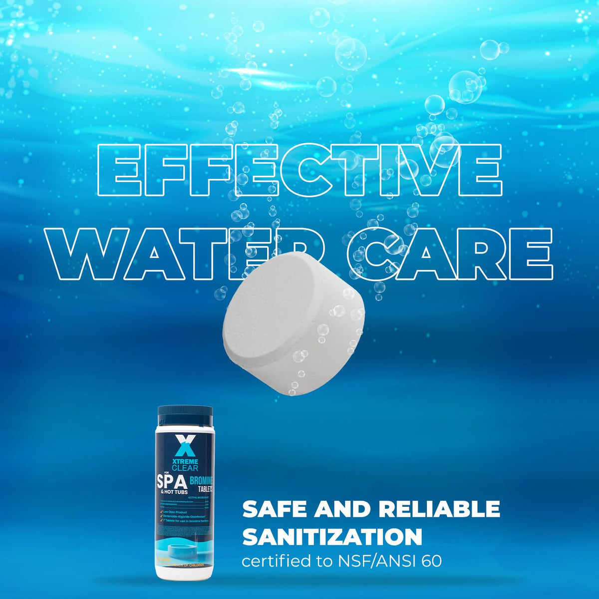 Xtremeclear bromine tablets for spa use promote gentle sanitization with a soft water feel