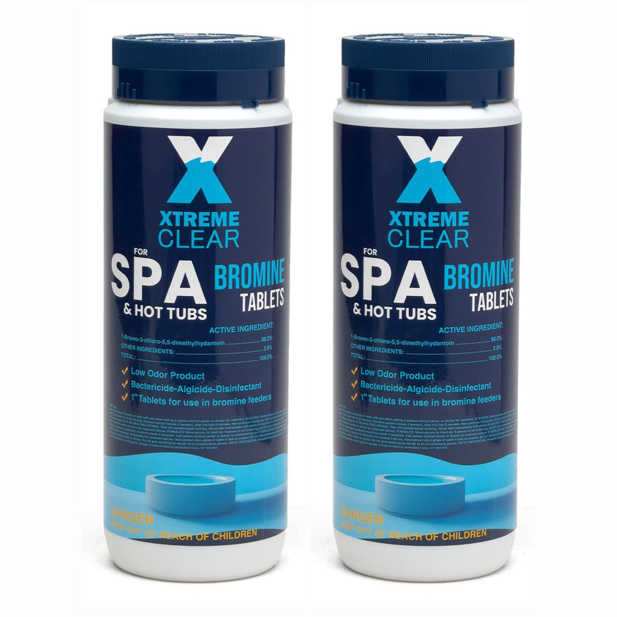 Xtremeclear bromine tablets in a spa floater ensuring steady sanitization.
