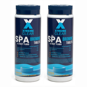 Xtremeclear bromine tablets in a spa floater ensuring steady sanitization.