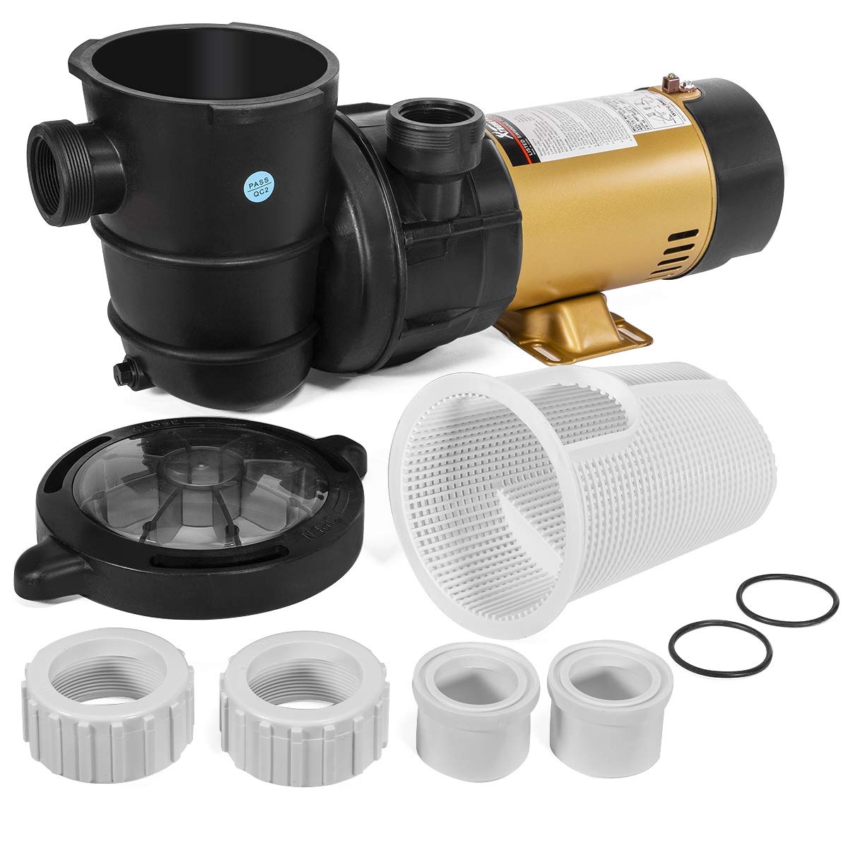 XtremepowerUS 1.5HP pool pump front view delivering strong water flow for above-ground pools.