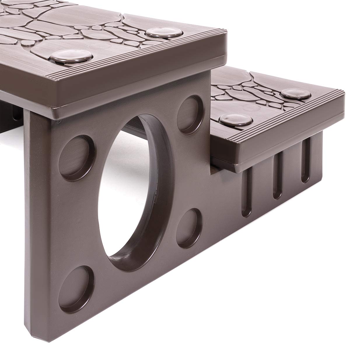 XtremepowerUS 2-Step spa steps mocha easy tool-free assembly.