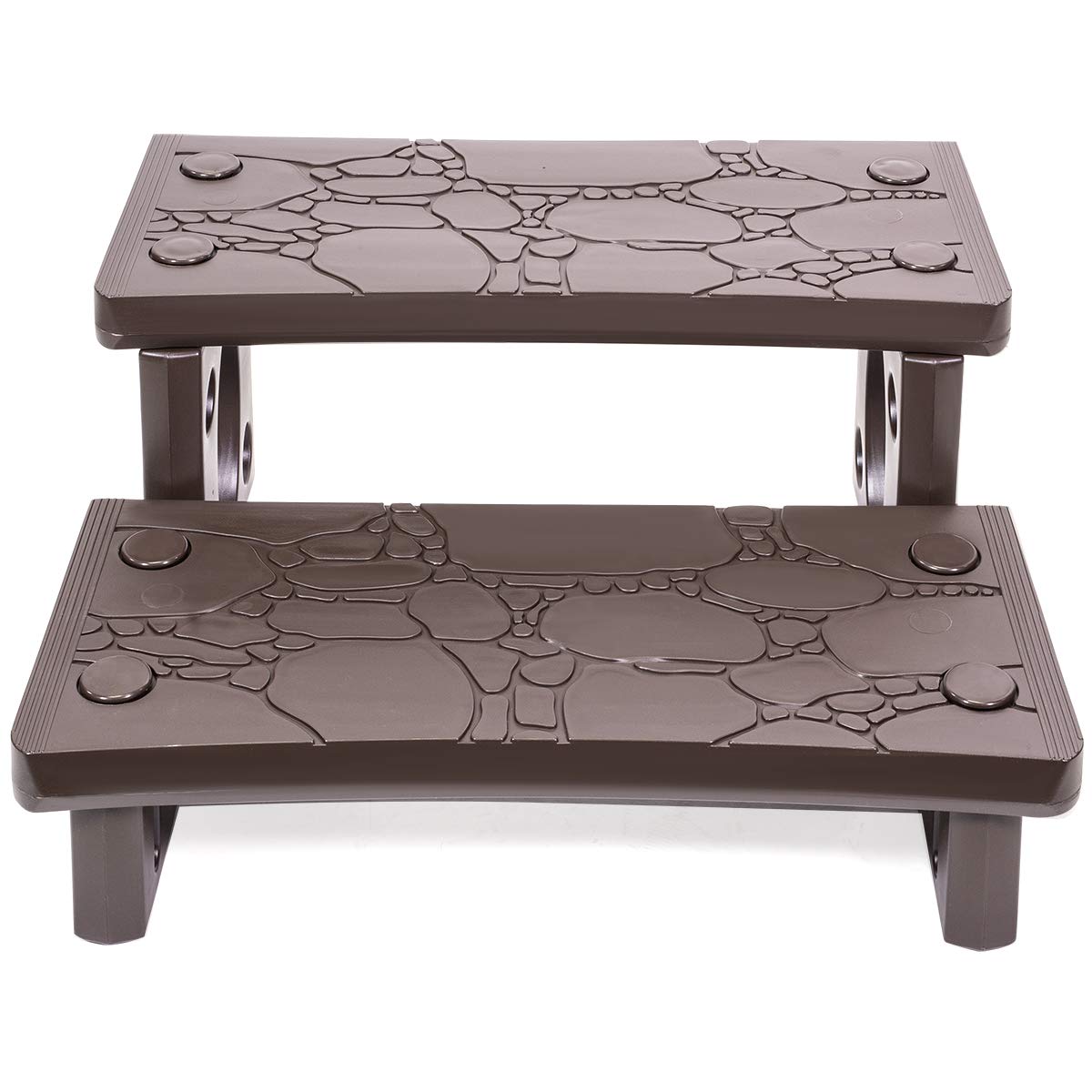 XtremepowerUS 2-Step spa steps mocha durable plastic construction.