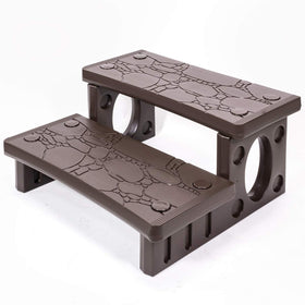 XtremepowerUS 2-Step spa steps mocha front view showing stable footing.