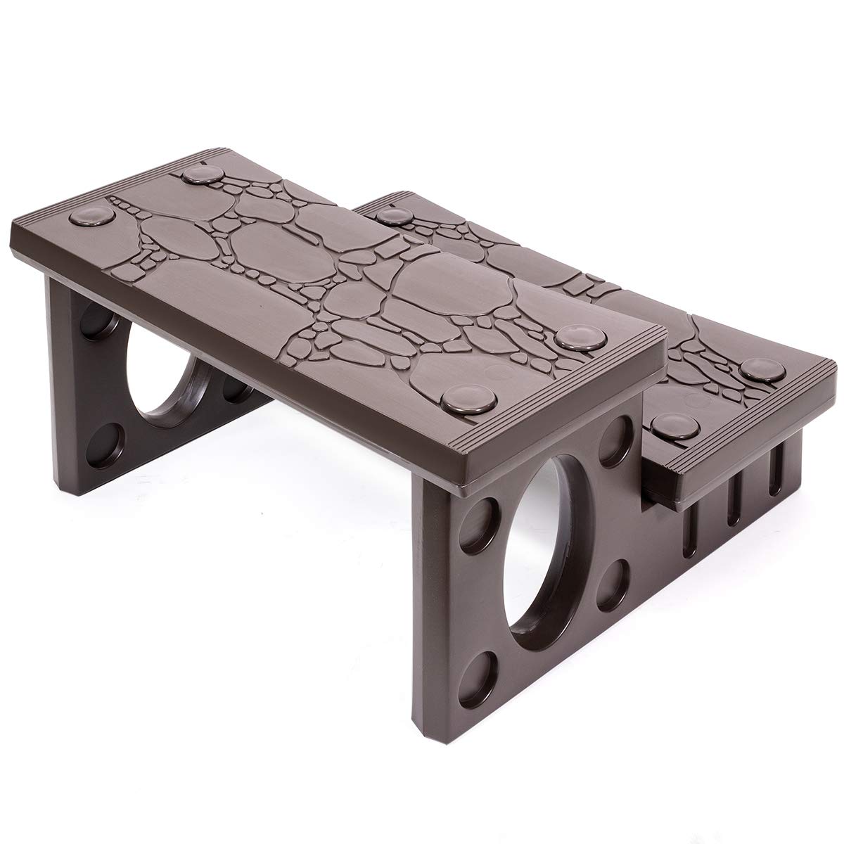 XtremepowerUS 2-Step spa steps mocha textured surface for safety.