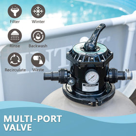 XtremepowerUS 7-way valve with gauge and view window for versatile filtration