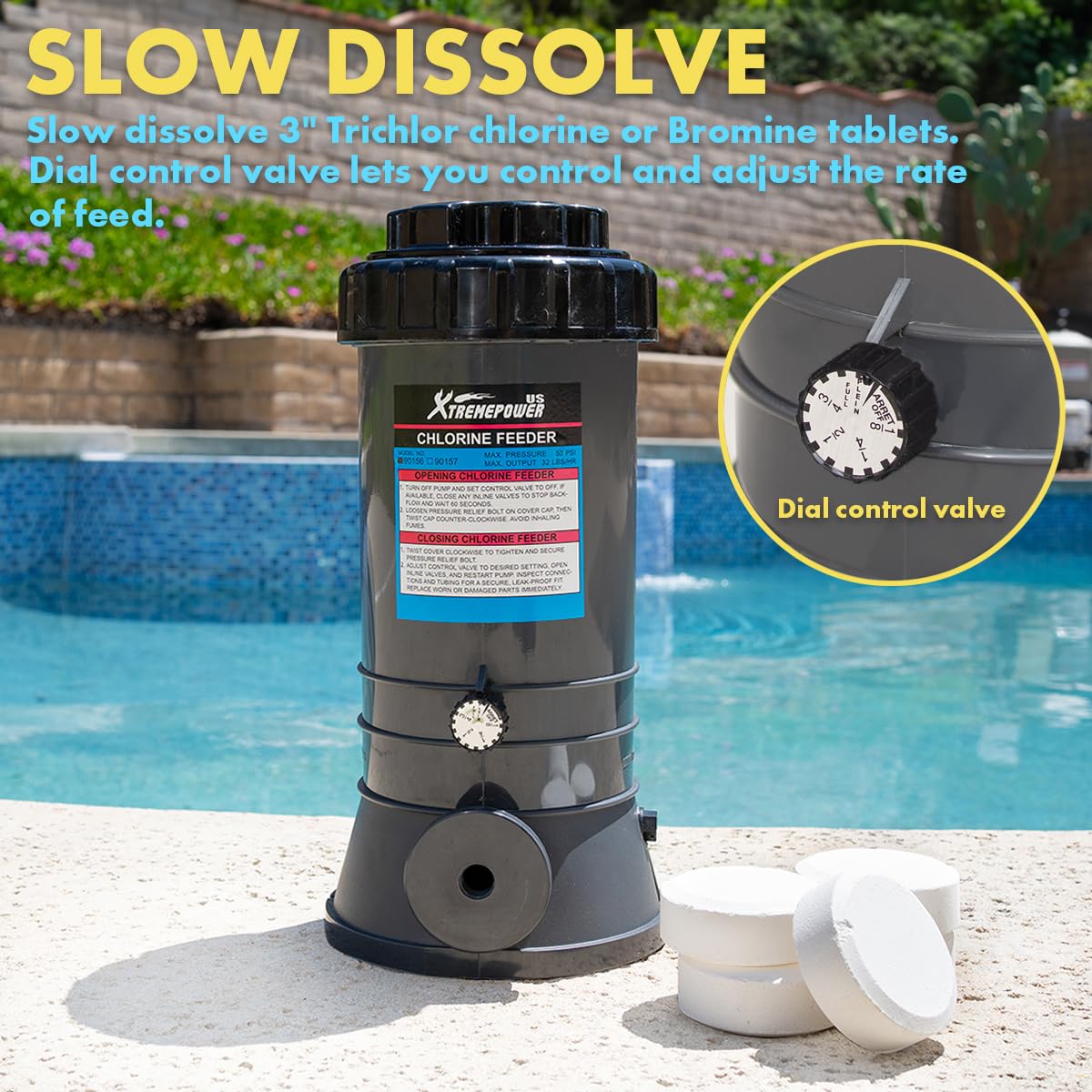 XtremepowerUS chlorinator 9lbs tank indicates high capacity for extended use