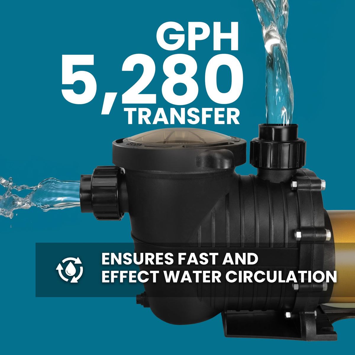 XtremepowerUS in-ground pool pump side view highlighting rugged outdoor-ready housing.
