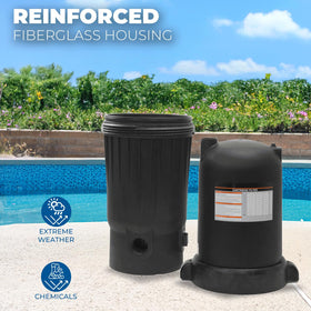 XtremepowerUS pool filter with pressure gauge helps monitor system health.