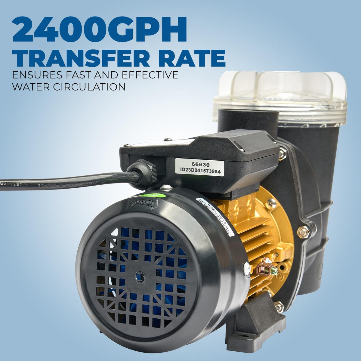 XtremepowerUS pump clear lid with filter basket enables quick maintenance checks.