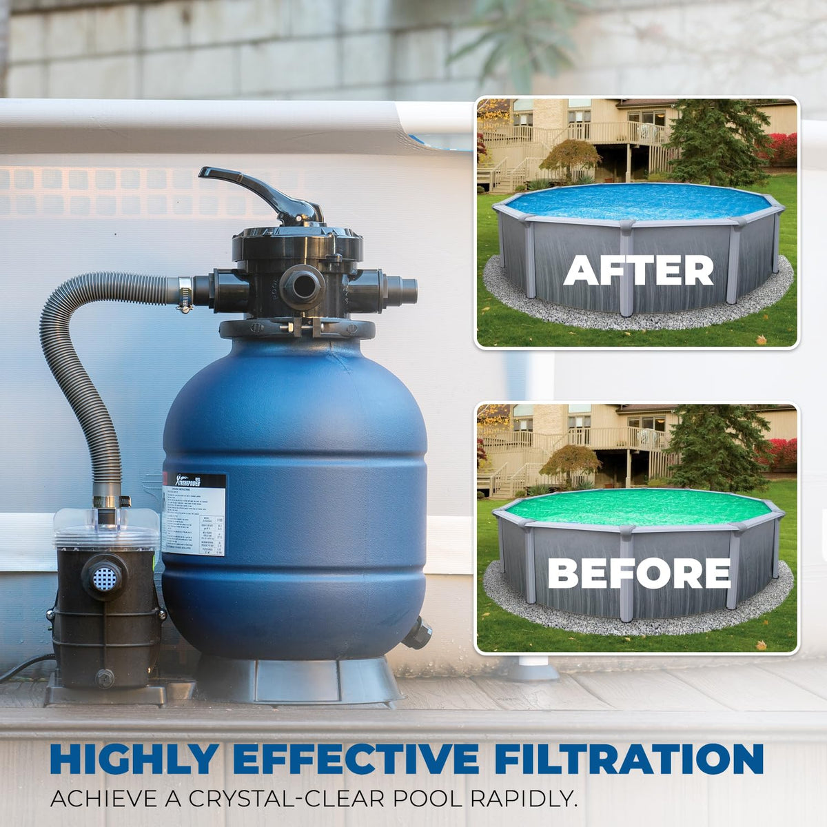 XtremepowerUS 4-way valve enables versatile maintenance for clean water.