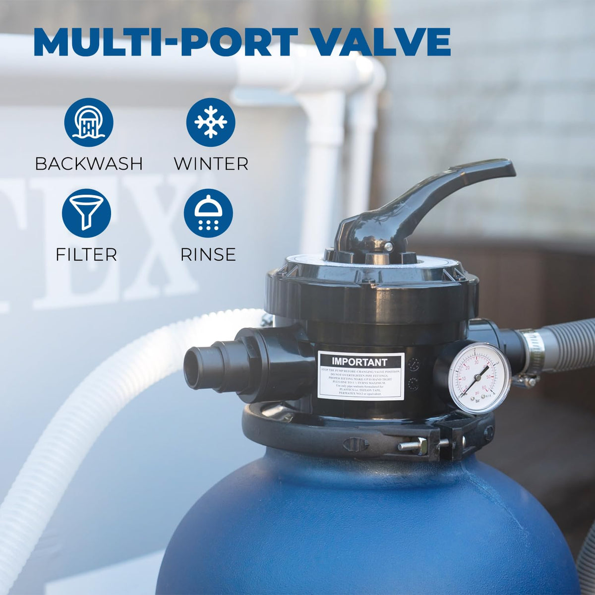 XtremepowerUS sand filter pressure gauge helps monitor performance easily.