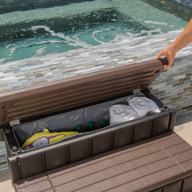 XtremepowerUS storage-enabled step keeps hot tub essentials organized