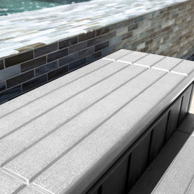 XtremepowerUS spa steps in grey, designed for outdoor use beside tubs or patios.