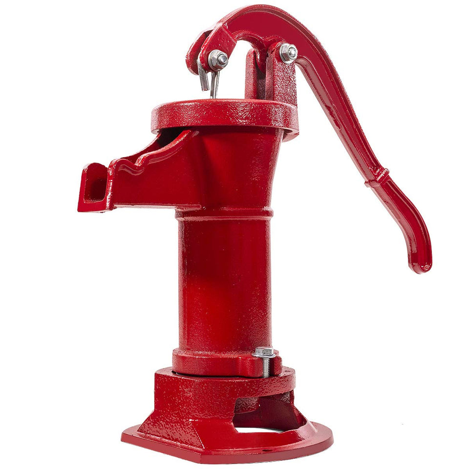 XtremepowerUS Well Hand Pitcher Pump top view highlighting vintage outdoor design