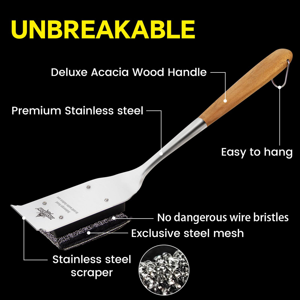 XUDAKAIXIN bristle-free design with long handle for safer grilling cleanup