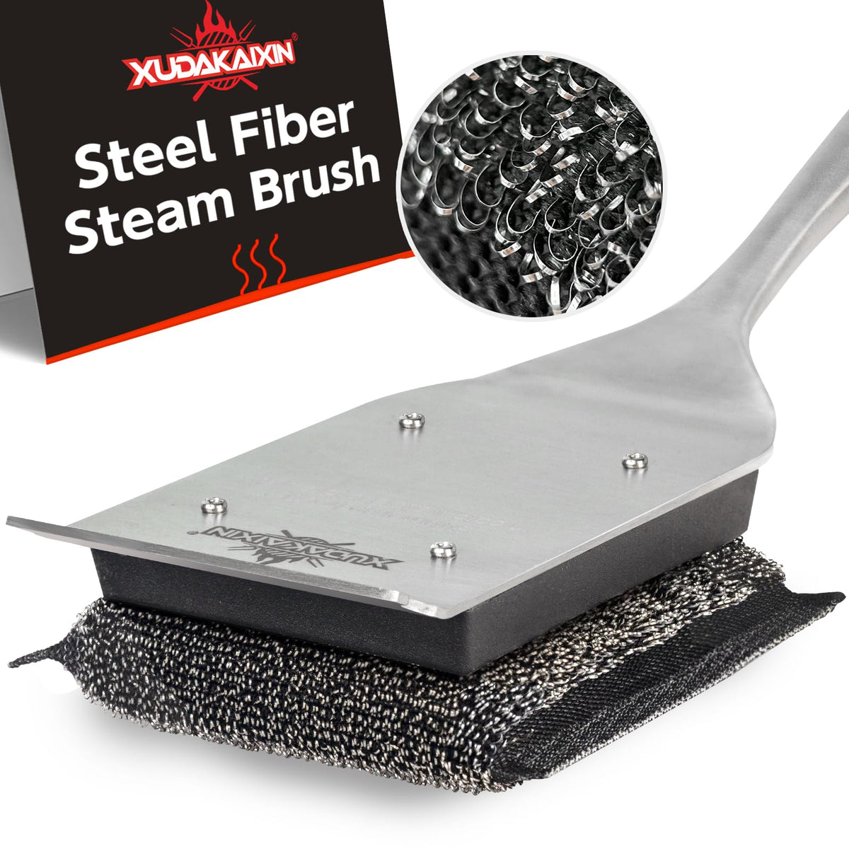 XUDAKAIXIN bristle-free steam grill brush for safe, easy cleaning