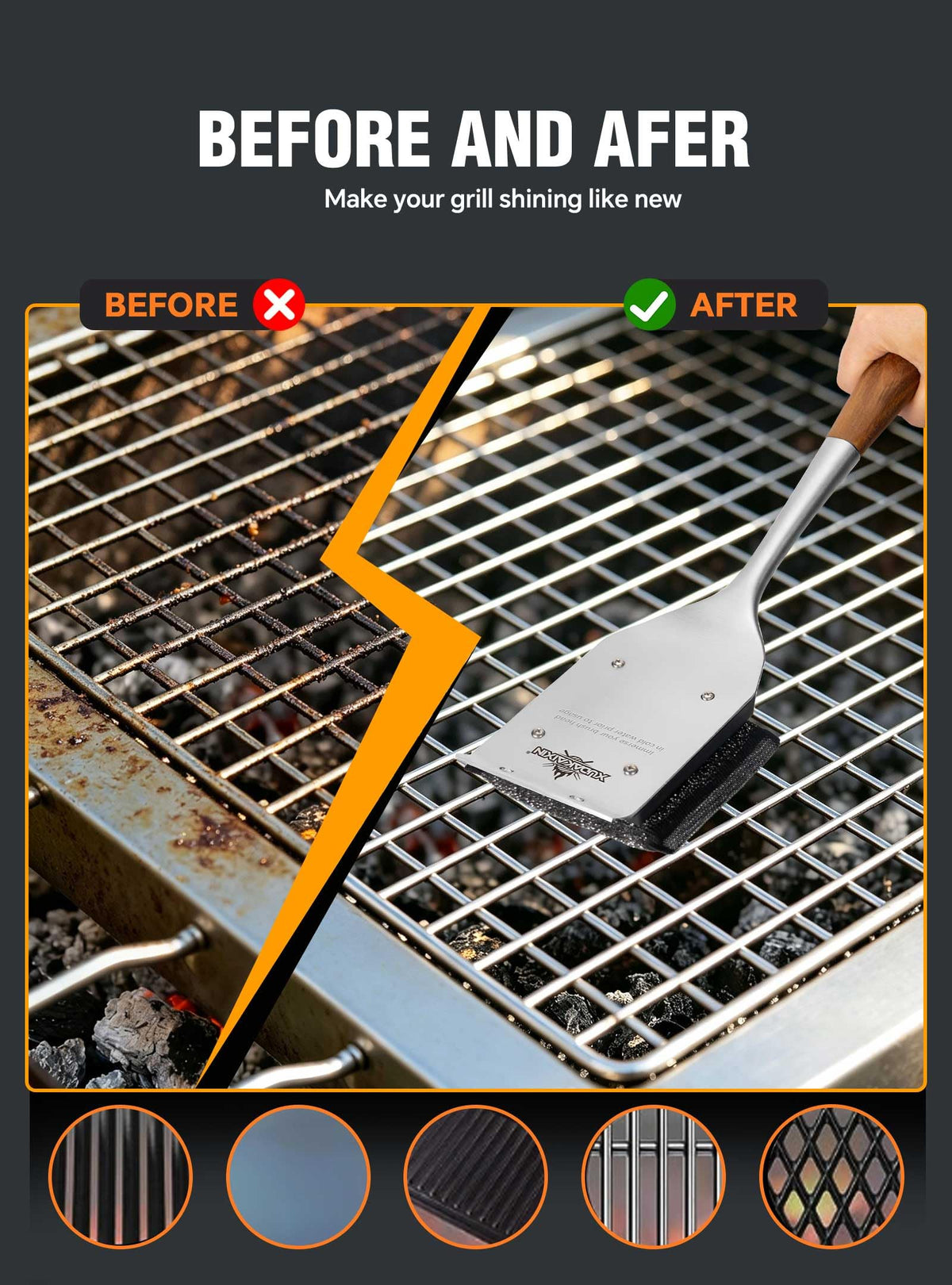Gift-worthy XUDAKAIXIN grill brush for dad or grilling enthusiasts