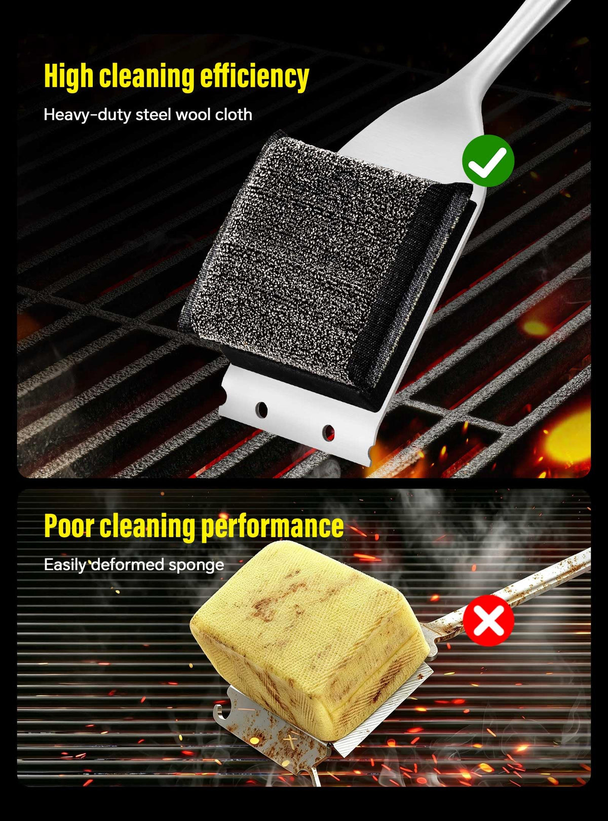 XUDAKAIXIN safe for cast iron and stainless steel grills during use.