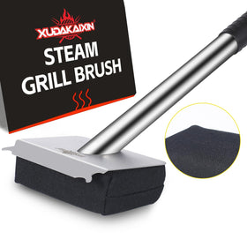XUDAKAIXIN Steam Brush Safety Head shows bristle-free cleaning for safer grilling.