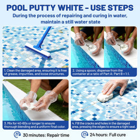 XUDOAI Pool Putty mixing in a 1:1 ratio for easy at-home repairs