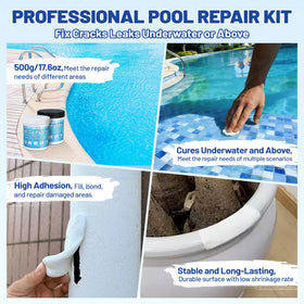 XUDOAI Pool Putty during underwater application illustrating curing without draining
