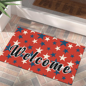 Xumuyin patriotic welcome mat with liberty stars red design for festive entryways.