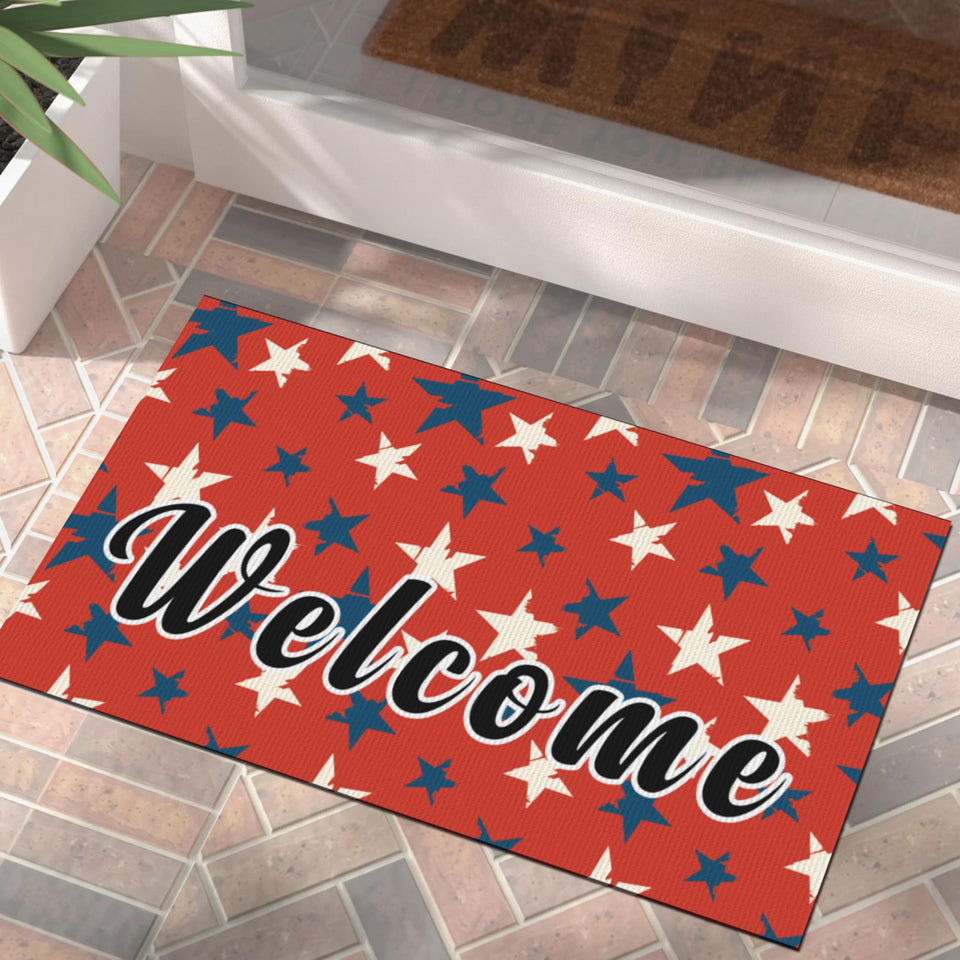 Xumuyin patriotic welcome mat with liberty stars red design for festive entryways.