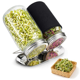 XUNWKONGG Sprouting Kit with glass jars and lids for clean, consistent sprouts.