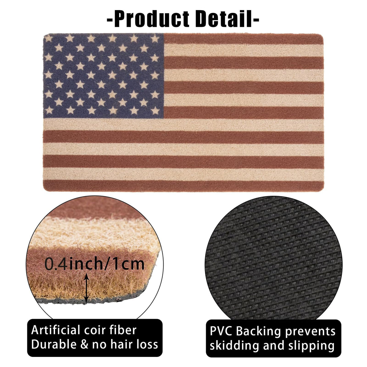 XuoAz American flag outdoor doormat adds patriotic curb appeal.