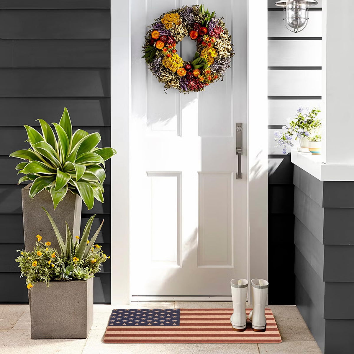 XuoAz Independence Day front porch mat ideal for seasonal decor.