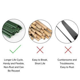Xuwzenkl steel plant stakes with pointed end for easy soil insertion