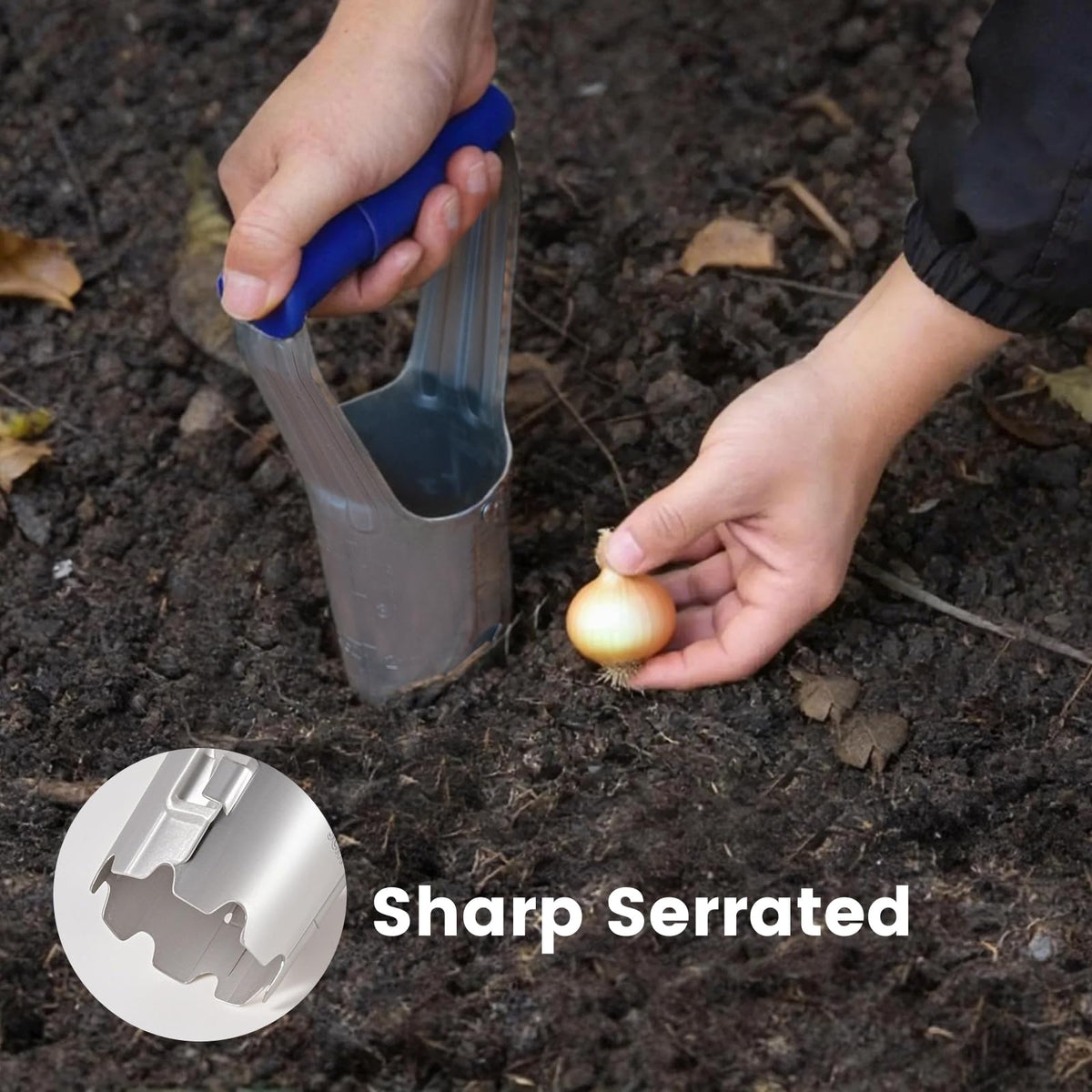 XVBITOR depth scale visible for consistent planting depth