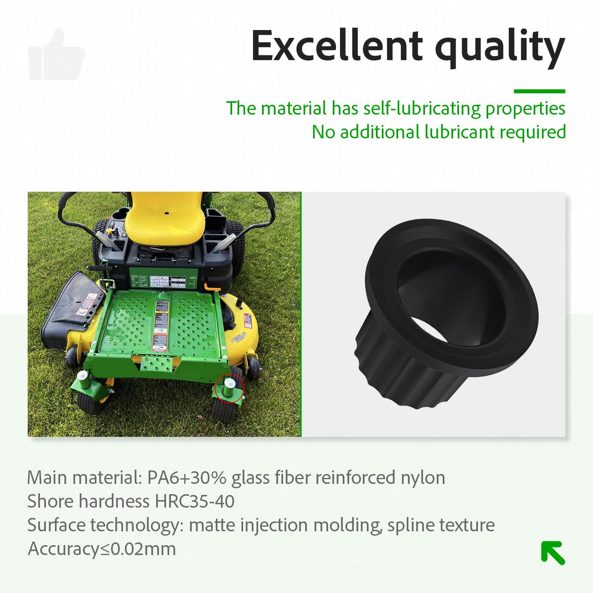 Bushing close-up against metal components shows precise fit