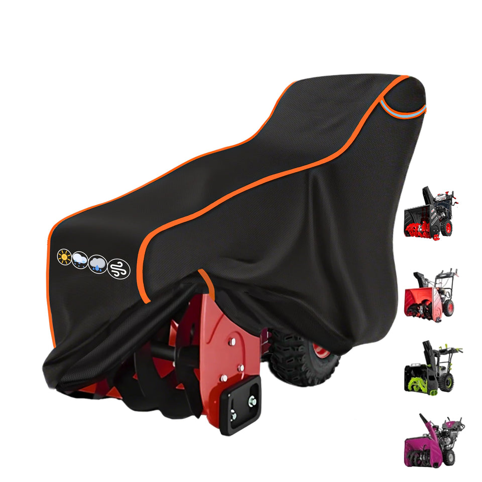 XXCXX snow blower cover with universal diagonal fit protecting 24–28 inch machines outdoors.
