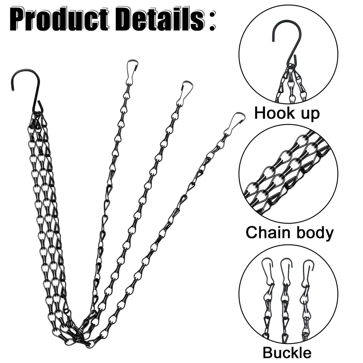 XXFBJNMD black finish on chains resists oxidation for long life.