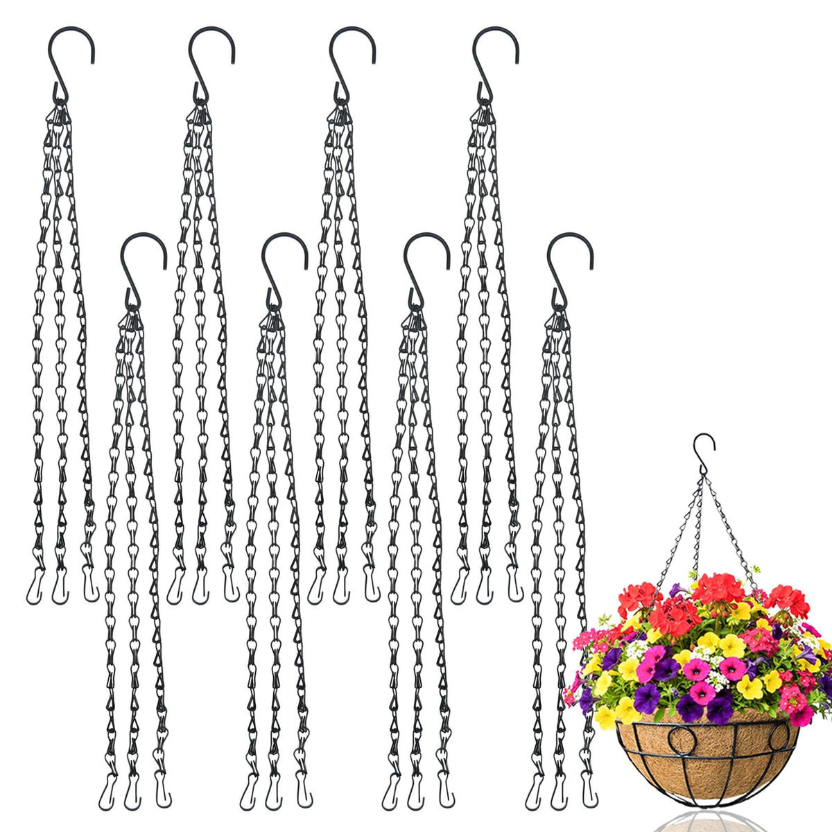 XXFBJNMD 13.7in black hanging chain with 3-point support for planters.