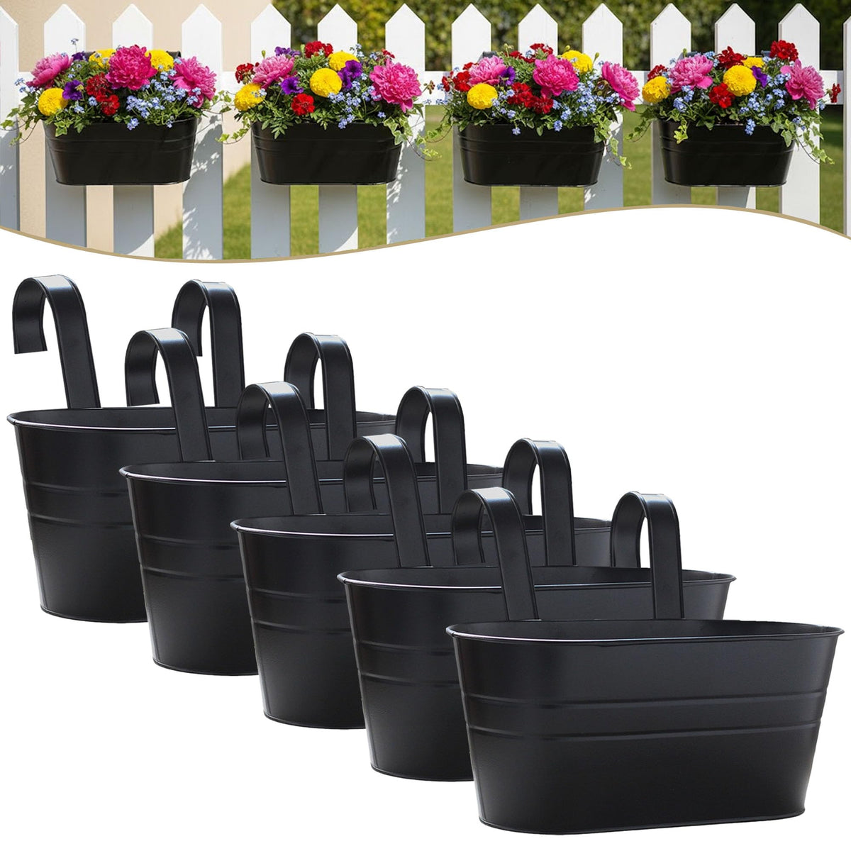 XXFBJNMD oval hanging planter on railing for vibrant balcony greenery